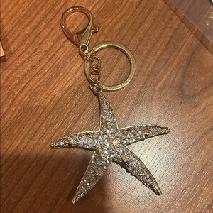 Gold Starfish Keychain with Rhinestones